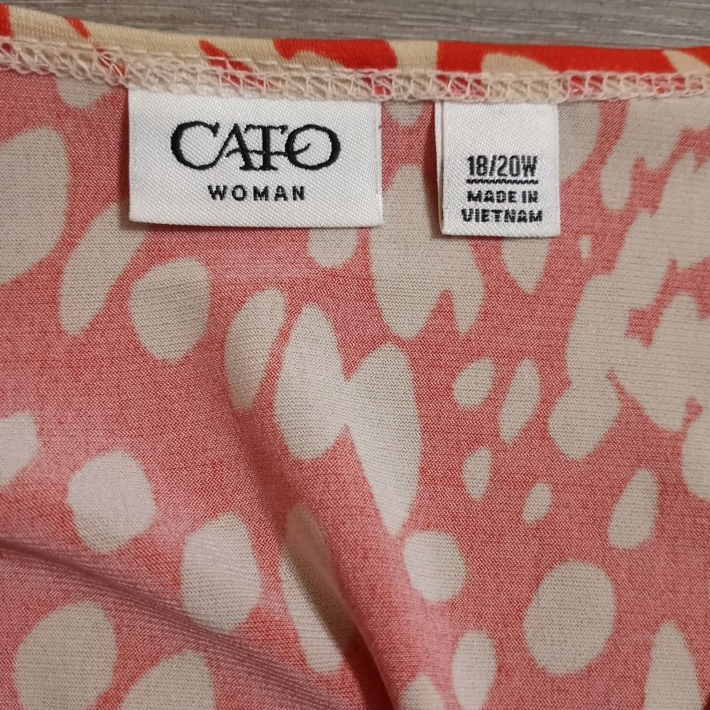 CATO Women's Wrap Dress Size 18/20W Orange/ Cream - Picture 7 of 12